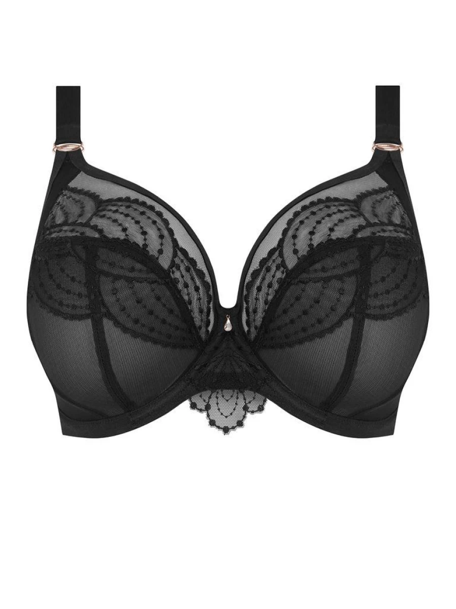 Elomi Priya Plunge Bra in Black - Supportive Full Cup Underwire Lingerie