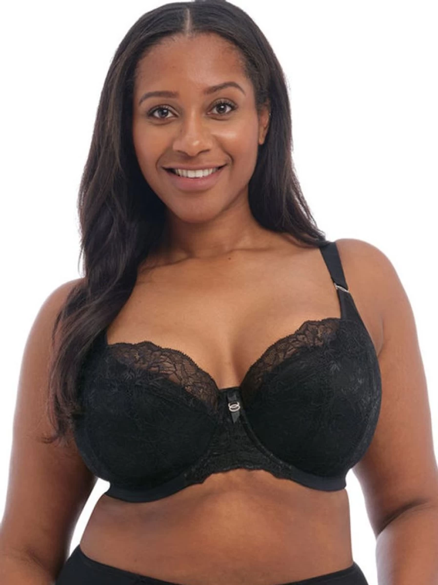 Elomi Brianna Black Padded Half Cup Bra for Women – Supportive Comfort Underwear